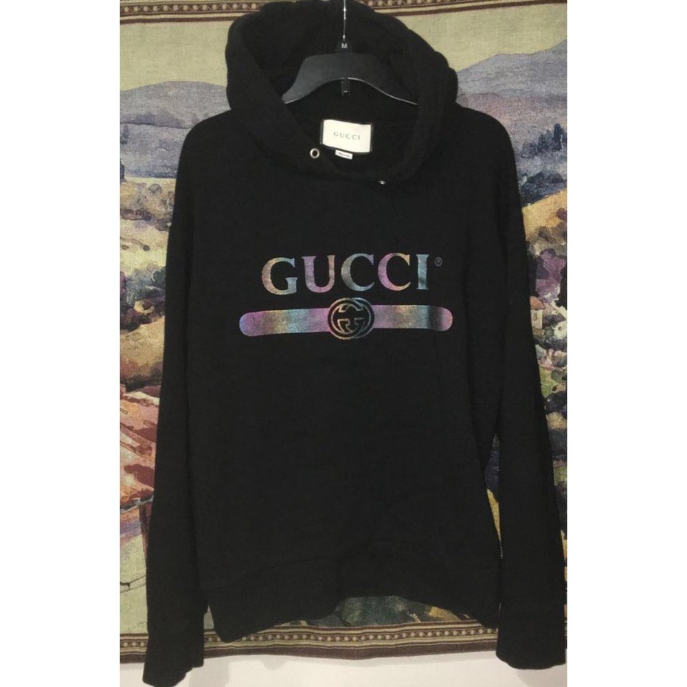 Gucci Black Iridescent Logo Hoodie